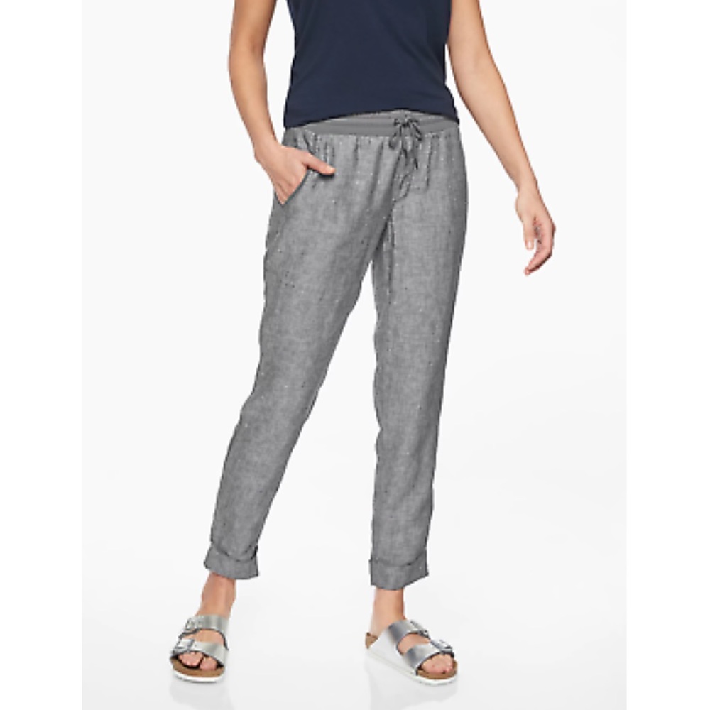 Athleta Bali Linen Ankle Pant Gray